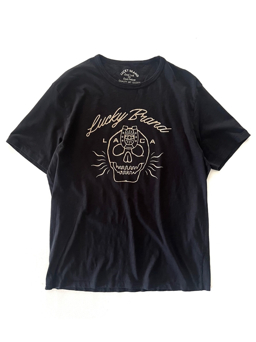 Lucky Brand Skull Horseshoe Graphic T-Shirt Size Large